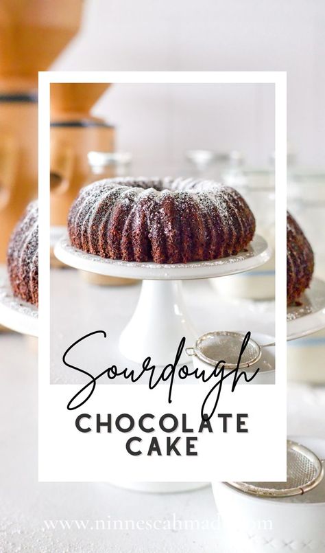 Chocolate cake is delicious, but could it be made a little healthier? Fudgy Sourdough Chocolate Cake is made with grains that are fermented overnight, which helps the grain to be more easily digested. It has the same decadent chocolate cake flavor, but with a healthier twist! Sourdough lovers rejoice! Keep reading to learn how to make this sourdough bundt cake recipe! Sourdough Chocolate Cake, Bunt Cake Recipe, Chocolate Bundt, Bundt Cake Recipe, Lemon Bundt Cake, Good Pie, Chocolate Bundt Cake, Decadent Chocolate Cake, Toffee Bits