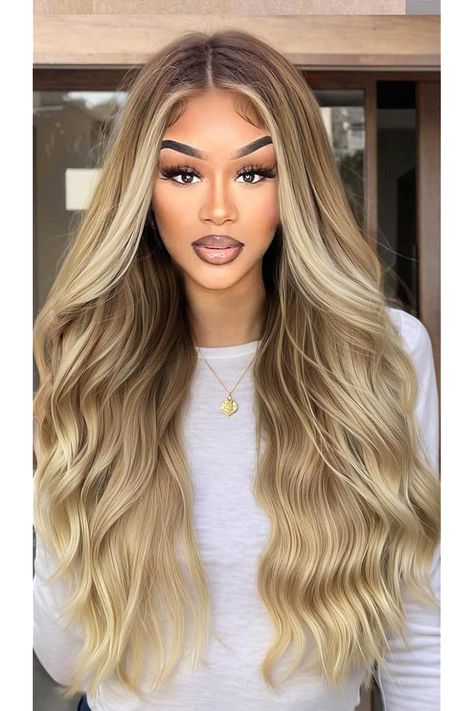 13x4 Blonde Wig Lace Front Wigs Pre Plucked HD Glueless Synthetic Long Wavy Ombre Blonde Wigs for Women 28inch With Baby Hair Hair Advertisement, Baby Blonde, Wig Hairstyles Ideas, Blonde Wigs, Ombre Blonde, Wig Lace, Blonde Ombre, Blonde Wig, Wigs For Women