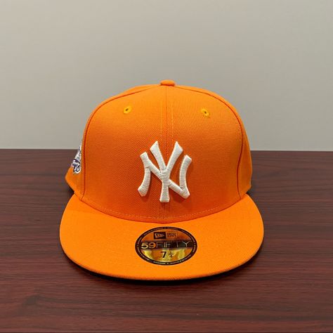 Mens Hats Fashion Fedoras, Ny Yankees Hat, Hat New York, New York Cap, Swag Hats, Hat Model, Yankees Hat, Orange Hat, Swag Pics