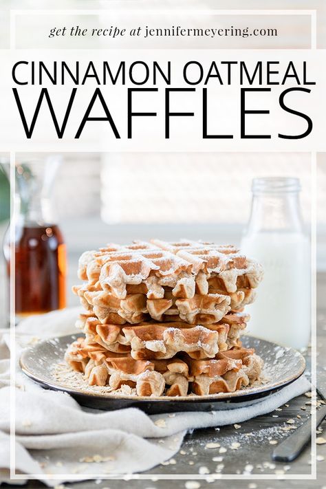 Oatmeal Waffles, Cinnamon Waffles, Waffle Iron Recipes, Healthy Waffles, Old Fashioned Oats, Waffles Recipe, Homemade Waffles, Cinnamon Oatmeal, Belgian Style