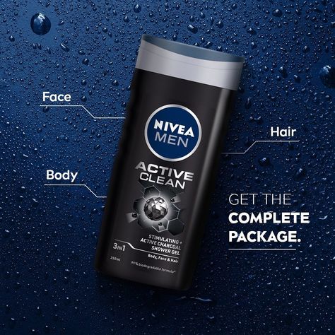 An all-in-one shower gel that lets you start your day on a fresh note. 💙 #NIVEAMEN #NIVEAMENINDIA#ActiveFresh #showergel #mensgrooming… | Instagram Men Skin Care Routine, Active Charcoal, Hello July, Mens Shampoo, Nivea Men, Poster Designs, July 10, Creative Ads, Mens Skin Care