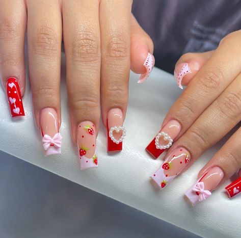 Sweetheart Nails, Square Nail Designs, Nail Designs Valentines, Shower Inspiration, Really Cute Nails, Disney Nails, Long Square Acrylic Nails, Acrylic Nails Coffin Short, Pink Acrylic Nails