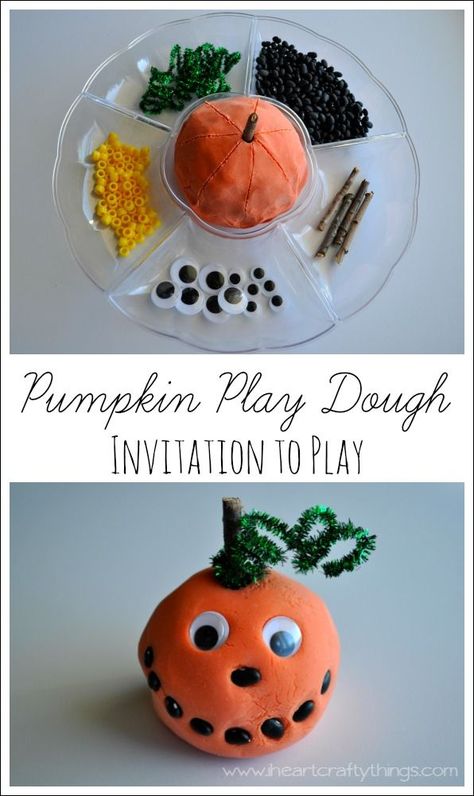 Polka-Dotty Place: Halloween Fun Pumpkin Play Dough, Pumpkin Dough, Pumpkin Play, Play Dough Invitation, Pumpkins Preschool, Sensory Dough, October Activities, Pumpkin Activities, Fall Preschool Activities