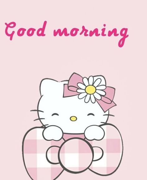 Goodmorning Cute Images Aesthetic, Good Morning Hello Kitty, Goodnight Pics, Goodmorning Cute, Good Morning Sister Quotes, Good Morning Animals, Good Morning Sister, Good Morning Wishes Quotes, Hello Kitty Backgrounds