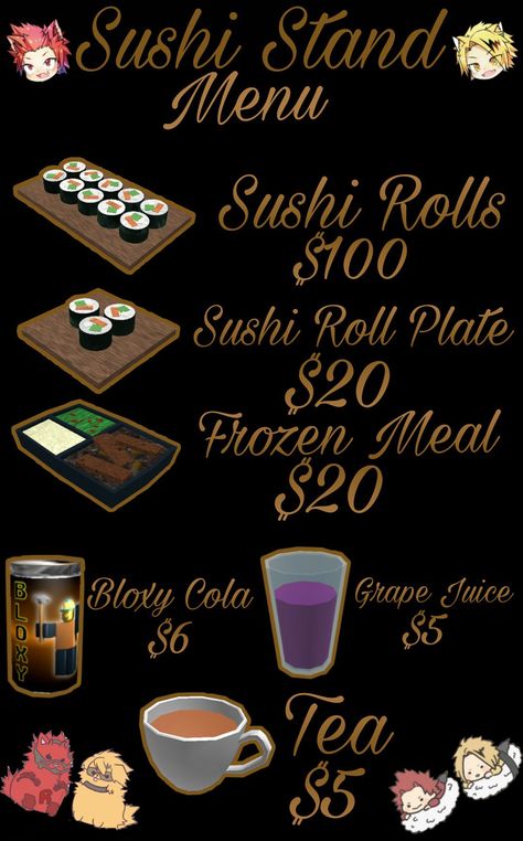 Menua Bloxburg Japanese Restaurant, Bloxburg Sushi Restaurant, Bloxburg Menu Codes, Christmas Seafood Dinner Menu Ideas, Cafeteria Bloxburg, City Bloxburg, Bloxburg Ids, Bloxburg Town, Blox Burg