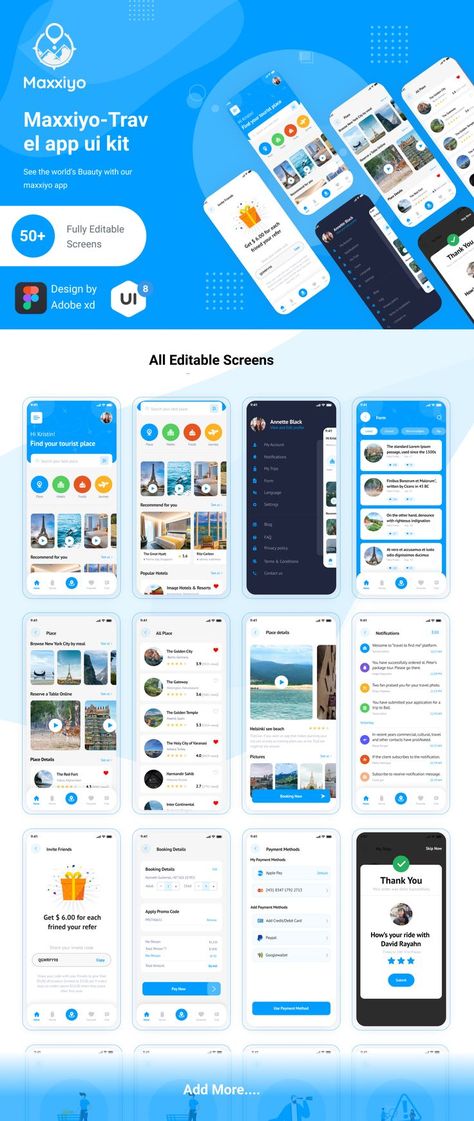 Maxxiyo-Travel  app ui kit Figma App UI kit Onboarding Screen, Travel Guide App, Desain Ux, Ux Kits, Forgot Password, Travel Recommendations, Mobile Ui Design, Website Design Layout, Mobile App Ui