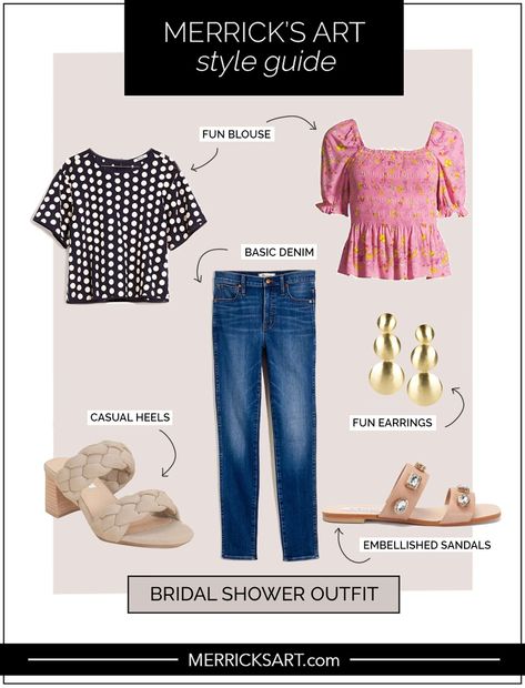 What to Wear to a Bridal Shower | Merrick's Art Wedding Shower Outfits For Guest, Casual Bridal Shower Outfit, Bridal Shower Outfit For Guest, Wedding Shower Outfit, Shower Outfit For Guest, Bridal Shower Guest Outfit, Winter Bridal Showers, White Bridal Shower, Bridal Shower Outfit