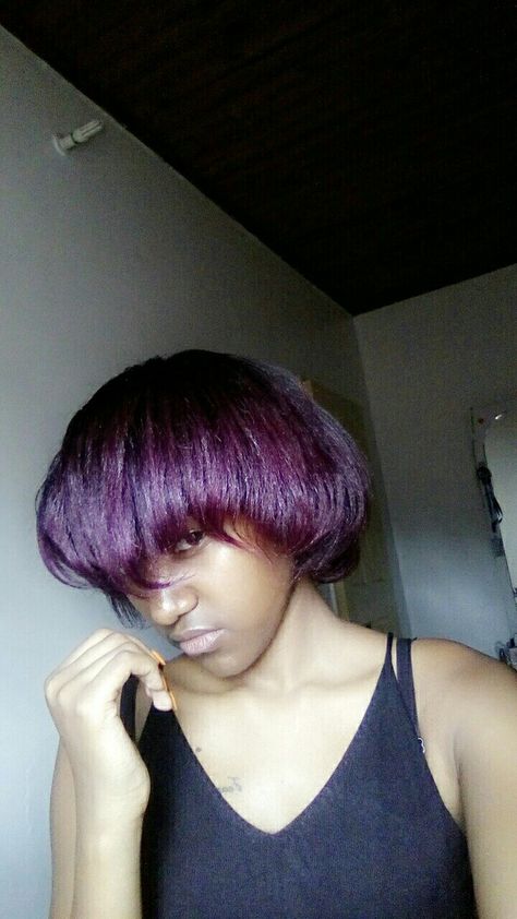 Purple hair Purple Natural Hair, Short Purple Hair, Purple Bob, Hair Meme, Violet Hair, Silk Press, 4c Hairstyles, Purple Silk, Purple Hair