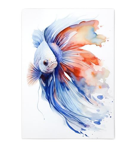 Betta Fish Print - Betta Fish Wall Decor - Betta Fish Print Poster Unframed - Watercolor Betta Fish Print - Betta Fish Portrait - Betta Fish Artwork Illustration (5x7) Watercolor Beta Fish, Fish Portrait, Fish Artwork, Fish Wall Decor, Fish Print, Betta Fish, Print Poster, Poster Prints, Fish