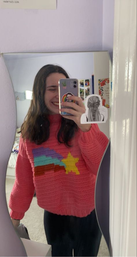 Crochet Mabel Sweater Gravity Falls, Mabel Pines Crochet Sweater, Mabel Pines Sweater Crochet Pattern, Mabel Crochet Sweater, Crochet Disney Sweater, Mabel Sweater Crochet Pattern, Crochet Mabel Sweater, Mabel Sweater Crochet, Star Sweater Crochet