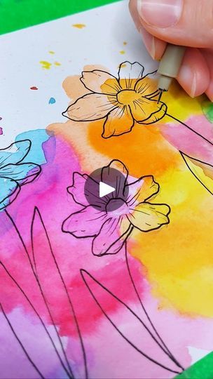 1K reactions · 152 shares | Make these super easy rainbow florals with me! #watercolorforrelaxation #easyart #watercolorforbeginners #watercolorbeginner #artforrelaxation #watercolor #relaxingart #beginnerart #watercolorflowers #watercolorflorals #anxietyrelief #watercolourflowers | Jennifer Makesy | Abby Posner · Paint Me Happy Water Colour Painting Watercolour Easy, Easy Water Colour Drawing For Beginners, Water Colour Painting Beginner, Water Colours Painting For Beginners, Easy Paintings For Beginners, Watercolor Beginner, Colour Art, Beginner Art, Kids Watercolor