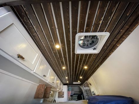 Campervan Ceiling Ideas, Van Ceiling Ideas, Campervan Ceiling, Slatted Ceiling, Van Ceiling, Vanlife Diy, Van Renovation, Wood Slat Ceiling, Overland Build