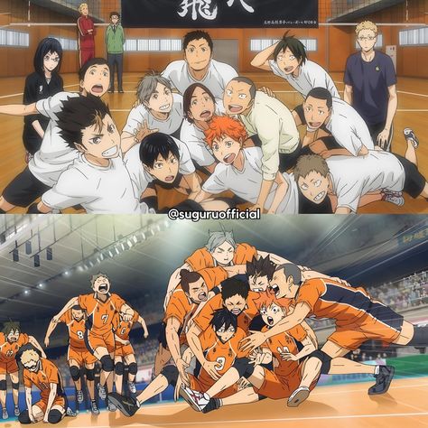 Haikyuu Season 2, Karasuno Team, Anime Volleyball, Hair Style Korea, Haikyuu Volleyball, Glass Paintings, Haikyuu Karasuno, Haikyuu 3, Haikyuu Manga