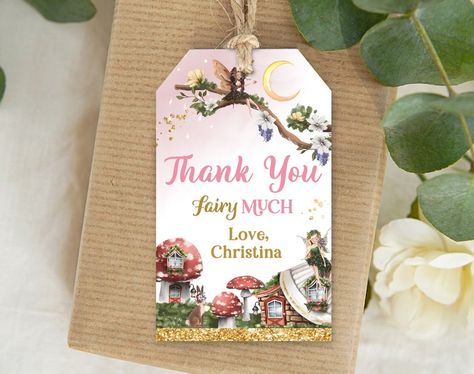 Fairy Birthday Party Favor Tags Enchanted Forest Gift Tag - Etsy Forest Gift, Sprinkle Shower, Fairy Butterfly, Fairy Garden Party, Floral Fairy, Baby Shower Tags, Sprinkle Baby Shower, Thank You Labels, Fairy Birthday Party