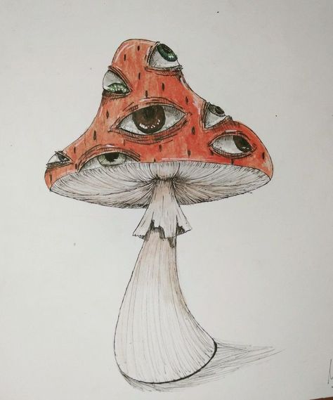 #CoolTattoos #TattooArt #InkMaster #TattooDesigns #InkedUp #TattooLovers #InkInspiration #TattooIdeas #CreativeInk #TattooStyle Simple Painting Ideas Mushroom, Weird Mushroom Drawing, Eye Mushroom Art, Mushroom With Eyes Drawing, Mushroom Drawing Colorful, Minimalistic Tattoo Ideas, Art Techniques Tutorial, Minimalistic Tattoo, Mushroom Drawing