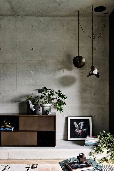 The Rising Popularity of Brutalism in Interior Design Concrete Walls Interior, Brutalism Interior, Moody Neutral, Grey Living Room Ideas, Concrete Interior Design, Brutalist Interior, Grey Living Room, Concrete Interiors, Industrial Livingroom