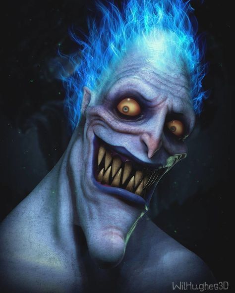 Hades by Wil Hughes Hercules Characters, Art Sinistre, Hercules Disney, Disney Horror, Realistic Cartoons, Disney Hercules, Dark Disney, Art Disney, 3d Artwork