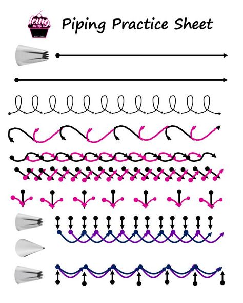 Free printable piping practice sheet | Cake decorating piping, Buttercream cake decorating, Cookie decorating icing Frosting Practice Sheets, Cake Decorating Piping Templates, Piping Practice Sheets Printable, Cake Decorating Practice Sheets, Piping Practice Sheets, Icing Piping Techniques, Piping Practice, Cake Decorating Practice, Cake Piping Designs