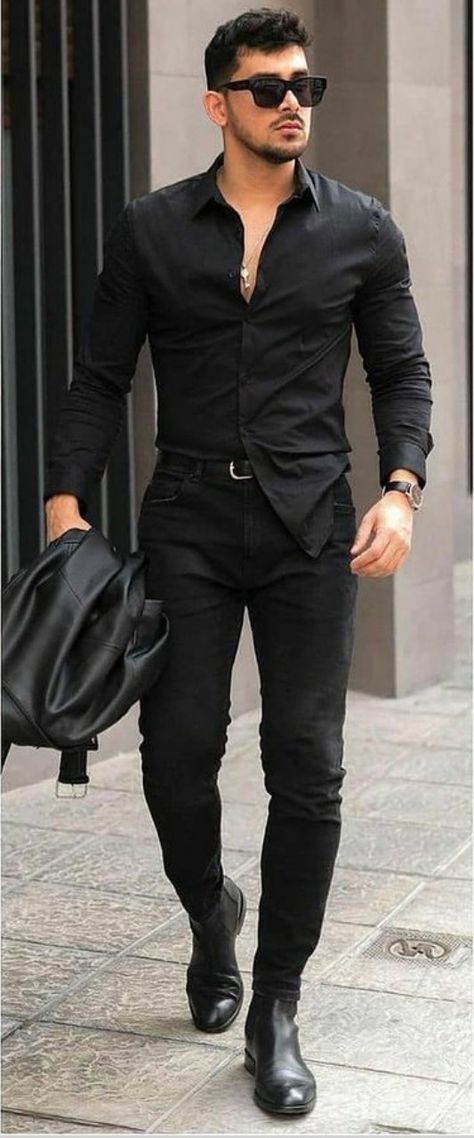 Guy Outfits Aesthetic, Male Outfits Aesthetic, Black Shirt Outfit Men, Men Outfits Aesthetic, Aesthetic Male Outfits, Black Shirt Outfits, Formal Attire For Men, Black Outfit Men, Semi Formal Outfits