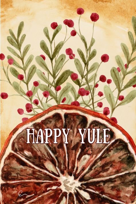 Happy Yule digital art. The Eclectics~ Happy Yule Art, Yule Screensaver, Yule Background, Yule Animals, Yule Painting, Yuletide Aesthetic, Yule Illustration, Yule Wallpaper, Dark Yule