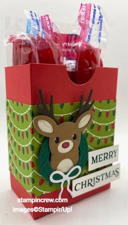 Reindeer Fun Treat Box with Pocket Thoughts Dies Andes Mint Treat Boxes, Stampin Up Hershey Nugget Treat Holder, Stampin Up Fall Treat Holders, Stampin Up Book Box Treat Holder, Stampin Up Boxes Treat Holder, Stampin Up Candy Holders, Stampin Up Projects Craft Fairs, Stampin Up Craft Fair Ideas To Sell, Stampin Up Treat Boxes