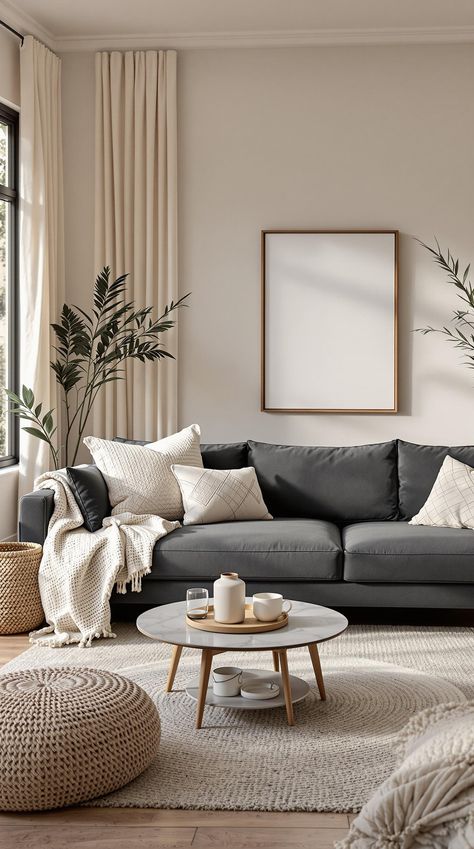 Dark Grey Couch Living Room Dark Couch Light Room, Living Room Dark Grey Couch, New Classic Living Room, Grey Couch Living Room Ideas, Dark Grey Sofa Living Room, Dark Grey Couch, Dark Grey Couch Living Room, Dark Grey Couches, Couch Living Room Ideas