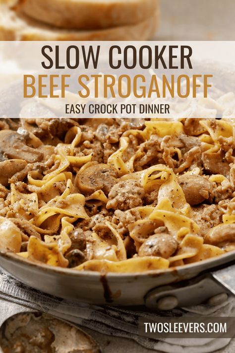 Slow Cooker Beef Stroganoff | Crockpot Stroganoff Recipe Beef Stroganoff Crockpot Easy Crock Pot, Best Beef Stroganoff Crockpot, Venison Stroganoff Crockpot, Stroganoff In Crockpot, Ground Beef Stroganoff Recipe Crock Pots, Beef Stroganoff Easy Crock Pots, Crock Pot Beef Stroganoff Slow Cooker, Crockpot Stroganoff Recipes, Slow Cooker Beef Stroganoff Best