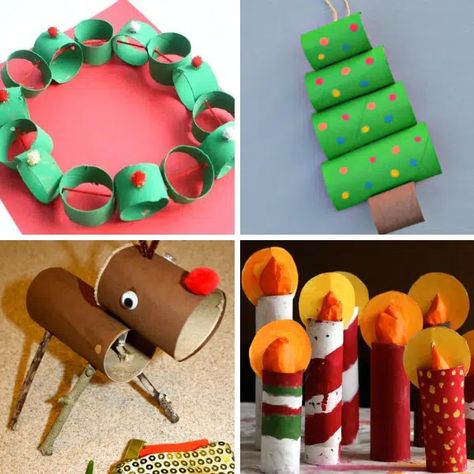 25 Cardboard Tube Crafts for Winter and Christmas - Fantastic Fun & Learning Paper Tube Christmas Crafts, Crafts With Wrapping Paper Tubes, Cardboard Tube Crafts Christmas, Christmas Crafts With Cardboard Tubes, Cardboard Tube Christmas Crafts, Cardboard Tube Art, Wrapping Paper Tube Crafts, Long Cardboard Tube Crafts, Paper Tubes Crafts