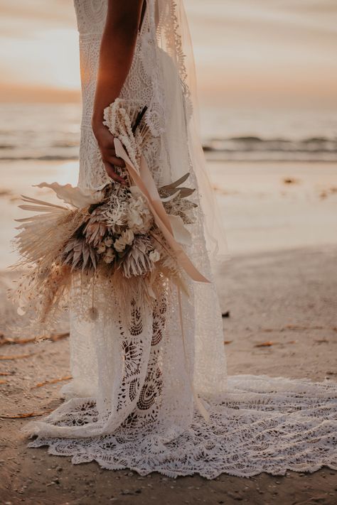 Bride At The Beach, Beach Theme Wedding Dresses The Bride, Beach Wedding Bathing Suit, Boho Beach Wedding Photoshoot, Lowkey Beach Wedding, Bridals On The Beach, Boho White Wedding Dress, Beach Wedding Pictures Ideas, Beach Bride Photography