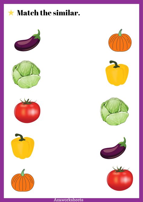 Match the similar ||preschoolers activities || activities for kids activities for toddlers || preschool worksheets || worksheets for kindergarten ||worksheets for nursery || preschool activity ||activities for toddlers || Match the similar worksheets || worksheets for preschoolers Vegetable Worksheets Preschool, Vegetable Activity For Kids, Worksheets For Playgroup, Preschoolers Activities, Worksheets For Toddlers, Preschool Activity Sheets, Shape Worksheets For Preschool, Worksheet For Preschool, Nursery Worksheets