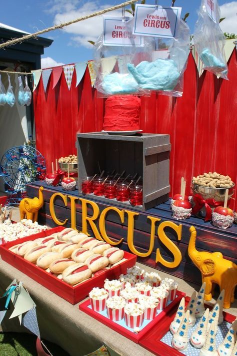 Circus Baby Shower Theme, Carnival Birthday Theme, Circus Food, Carnival Baby Showers, Red Boxes, Circus 1st Birthdays, Circus Birthday Party Theme, Vintage Circus Party, Carnival Birthday Party Theme