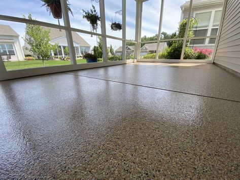 GatorGuard Concrete Coatings offers full broadcast coatings for your sunroom, screened-in porched, covered porch, patios, and so much more. Our floors are a perfect addition to your outdoor area, as they are resistant to UV and water damage. As well as being easily cleanable, GatorGuard floors make your room pop more than ever before. Check out our wide range of colors and styles available on our website! Beauty Schedule, Inexpensive Flooring, Concrete Coatings, Floor Ideas, Screened In Patio, Epoxy Coating, Epoxy Floor, Room Flooring, Water Damage