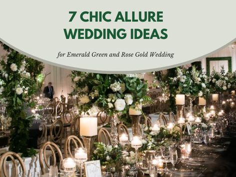 7 Chic Allure Wedding Ideas for 2023 Brides: Emerald Green and Rose Gold Theme - Elegantweddinginvites.com Blog Emerald Green And Rose Gold, 2023 Brides, Wedding Rose Gold Theme, Rose Gold Vase, Rose Gold Flatware, Gold Sequin Table Runner, Rose Gold Bridesmaid Dress, Rose Gold Candle, Rose Gold Clutch