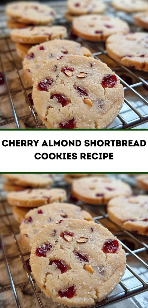 Looking for cherry recipes? Try this Cherry Almond Shortbread Cookies Recipe. Perfect for summer dessert recipes, these cookies combine the best of shortbread cookie recipes with delightful cherry flavors. Cherry Almond Shortbread, Shortbread Cookie Recipes, Almond Shortbread Cookie Recipe, Shortbread Cookies Recipe, Almond Shortbread, Shortbread Cookies Christmas, Almond Shortbread Cookies, Almond Meal Cookies, Cookie Recipes Unique