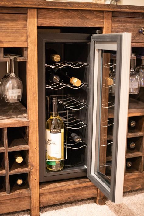 Diy Wine Cabinet, Wine Cabinet Diy, Wine Refrigerator Cabinet, Wine Cooler Cabinet, Southwestern Dinnerware, Diy Wine Bar, Wine Fridge Cabinet, Wine Rack Inspiration, Outdoor Kitchen And Bar