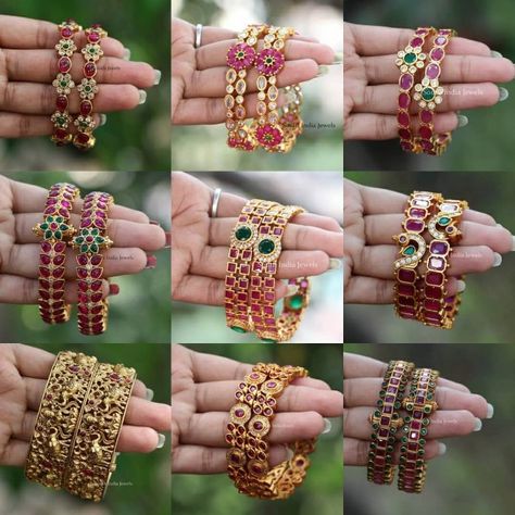 Kemp Stones Bangles Collection ~ South India Jewels Ruby Bangles Indian, Jewel Accessories, Bangles Collection, Wedding Bangles, Stone Bangles, Ruby Bangles, Thread Bangles Design, Kundan Bangles, Gold Earrings Models