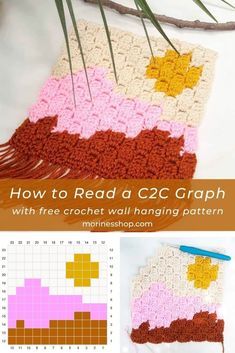 A detailed guide on how to read a graph in a c2c crochet pattern. This tutorial also includes a gorgeous free crochet wall hanging pattern. #C2CGraphghan #C2CCrochet #CornertoCornerCrochet #CrochetTutorial #CornertoCorner Beginner Corner To Corner Crochet, C2c Crochet Wall Hanging Pattern Free, Tapestry Crochet Beginner Free Pattern, C2c Crochet Graphs, C2c Graphgan Charts Free Easy, C2c Crochet Pattern Free Charts, C2c Crochet Pattern Free Beginner, C2c Crochet Pattern Free Charts Easy, Corner To Corner Crochet Pattern Free