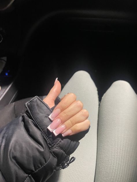 Frenchies Acrylic Nails Long, Frenchies Acrylic Nails, Acrylic Nails Long, Pink Tip Nails, Work Nails, French Acrylic Nails, Short Square Acrylic Nails, Pretty Gel Nails, Acrylic Nails Coffin Pink