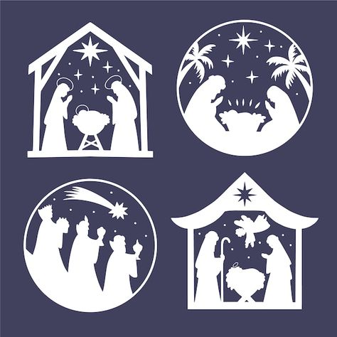 Vector flat christmas scene silhouettes | Premium Vector #Freepik #vector #christmas-flat #christmas #christmas-silhouette #nativity Christmas Silhouette Templates, Nativity Scene Silhouette, Christmas Silhouette, Nativity Silhouette, Silhouette Template, Christmas Stencils, Silhouette Christmas, Vector Christmas, Christmas Nativity Scene