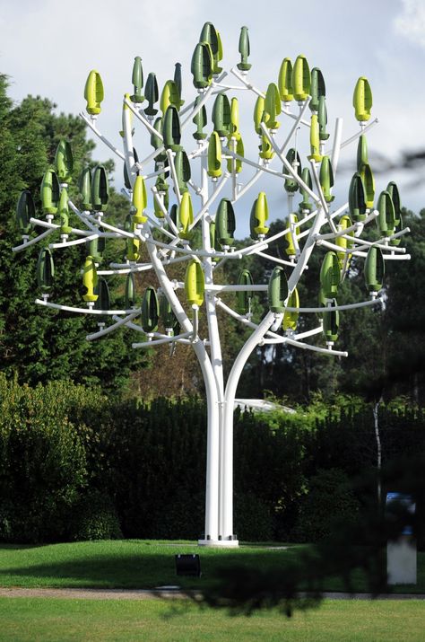 Futuristic Wind Turbines Take the Form of Sleek Minimalist Trees - My Modern Met Wind Tree, Small Wind Turbine, Solar Wind, Wind Energy, Tree Sculpture, Metal Tree, Sustainable Energy, Wind Power, Futurism