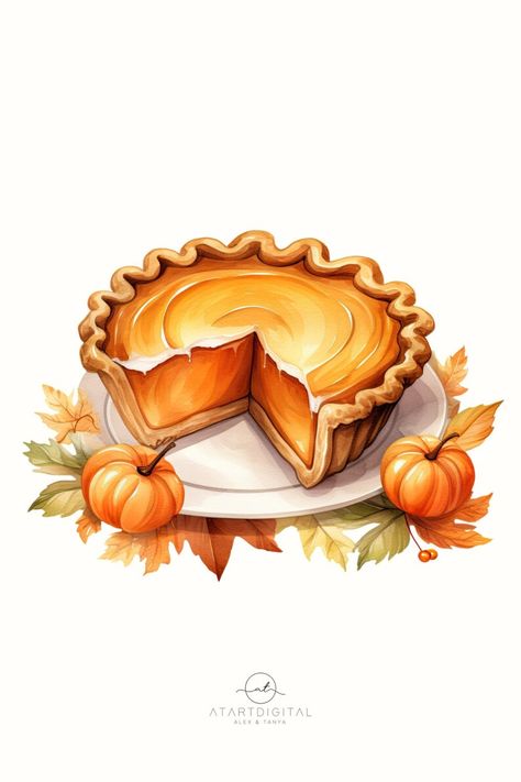 Pumpkin Pie Aesthetic Wallpaper, Fall Food Illustration, Pumpkin Pie Wallpaper, Pumpkin Pie Drawing, Pumpkin Pie Background, Pumpkin Pie Watercolor, Pumpkin Pie Illustration, Pumkin Cake, Pie Pictures