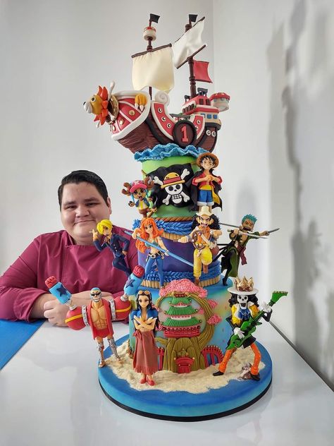 One Piece Wedding Anime, Luffy Cake One Piece, One Piece Theme Cake, One Piece Food, One Piece Cake, One Piece Party, One Piece Birthdays, One Piece Theme, Action Figure One Piece