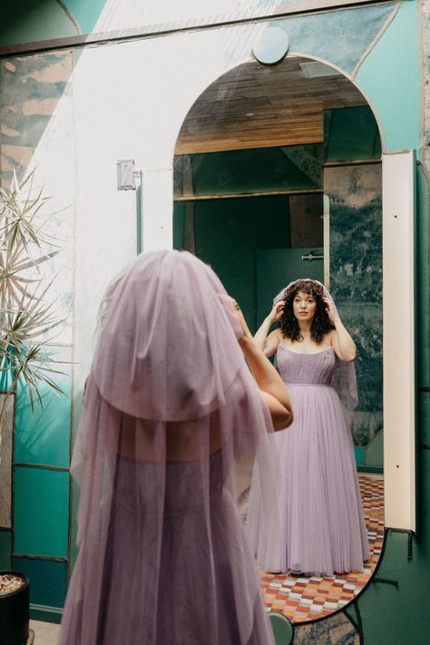 dreamy pastel purple strapless full skirt tulle wedding dress with a matching purple veil Purple Wedding Gown, Purple Veil, Lavender Wedding Dress, Lavender Bridesmaid, Lavender Bridesmaid Dresses, Skirt Tulle, Lovely Lavender, Los Angeles Wedding, Lavender Wedding