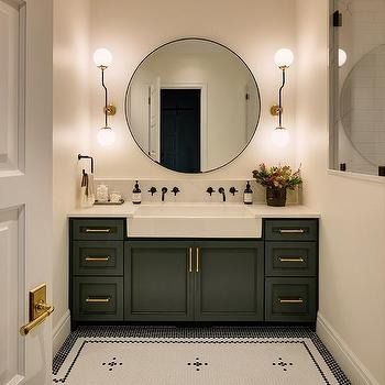 Vintage Penny Tile Bathroom Floor Design Ideas Penny Tile Master Bath, Penny Tile Bathroom Floor With Border, Vintage Penny Tile Bathroom, Penny Tile Bathrooms, Vintage Penny Tile, Penny Floor Bathroom, Blue Penny Tile Bathroom, Penny Tile Bathroom Ideas, Black And White Penny Tile Bathroom