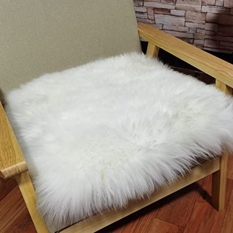 Amazon.com: Champlus Sheepskin Chair Cushion Pad Genuine Australian Sheepskin Seat Cushion Fur Chair Cover, Square 17'' x 17'' Small Sheepskin Rug Pad for Kitchen, Office, Dining, Chairs - 1 Piece Ivory : Home & Kitchen Fur Chair, Sheepskin Chair, Linen Chair, Camper Ideas, Seat Cushion Covers, Sheepskin Rug, Chair Cushion, Rv Camper, Cushion Pads