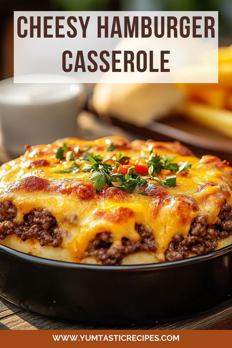 Whip up this Cheesy Hamburger Casserole in no time! Juicy beef, tender pasta, and gooey cheese combine to create a meal that’s simple, delicious, and kid-approved. Save this for your next comfort food craving!

#CasseroleRecipes #HamburgerCasserole #QuickDinnerIdeas #FamilyFavorites #CheeseLovers Casserole Recipes With Hamburger Meat, Scrambled Hamburger Recipes, Hamburger Skillet Meals, Easy Meals With Hamburger Meat, Recipes For Hamburger Meat, Cheesy Hamburger Pasta, Dinner Hamburger Meat, Cheese Burger Casserole, Easy Hamburger Recipes