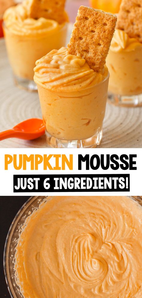 6 Ingredient Pumpkin Mousse Dessert Pumpkin Mascarpone Mousse, Pumpkin Pie Mousse Cups, Vegan Pumpkin Mousse Pie, Easy Dairy Free Pumpkin Dessert, Few Ingredient Pumpkin Dessert, Healthy Pumpkin Mousse Recipe, No Bake Pumpkin Mousse, Gluten Free Pumpkin Mousse, Pumpkin Mousse Cheesecake