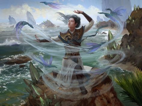 ArtStation - Whirlwind Of Thought, Bram Sels Sky God, Air Magic, Elemental Magic, Super Powers Art, Mtg Art, Reference Poses, Magic Art, Fantasy Inspiration, Inspiration Art