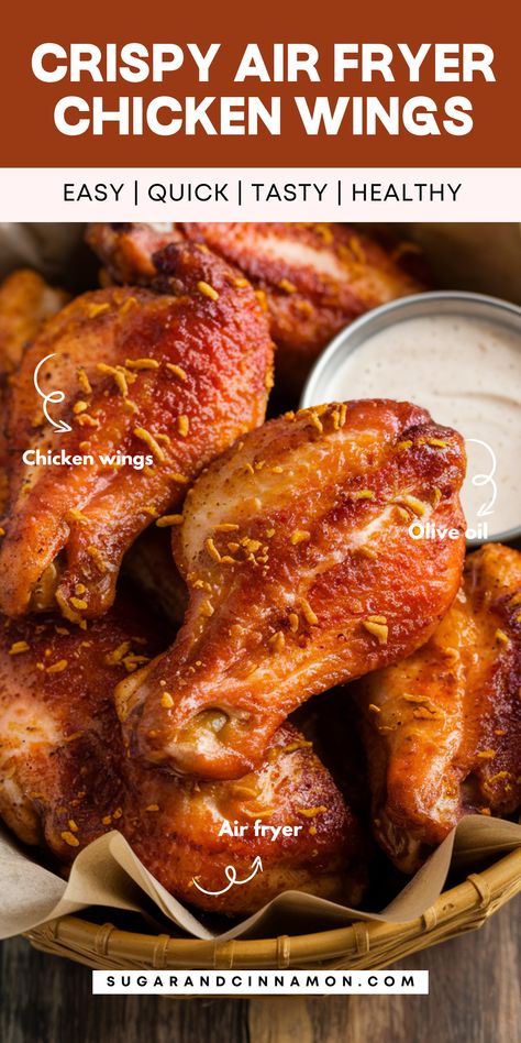 Get crispy, golden chicken wings in the air fryer with this easy recipe! 🍗💨 No deep frying, just delicious wings with the perfect crunch. Ideal for a quick meal or entertaining guests. Don’t forget to save this pin for your go-to chicken wing recipe! 📌✨ Chicken Wings Air Fried, Crispy Baked Chicken Wings Air Fryer, Air Frying Chicken Wings, Air Fry Chicken Wings Crispy, How To Air Fry Chicken Wings, Airfryer Wings Chicken, Crispy Air Fried Chicken Wings, Air Fry Chicken Wings Crispy Recipe, Air Fry Chicken Wings Recipe