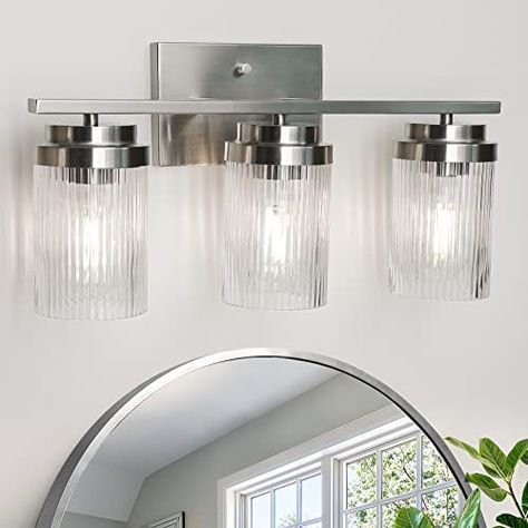 3 Light Bathroom Vanity Light, Brushed Nickel Bathroom Lighting, Lights For Bathroom, Bathroom Lights Over Mirror, Corridor Entrance, Bathroom Corridor, Bedside Reading Light, Light Bathroom Vanity, Modern Vanity Lighting